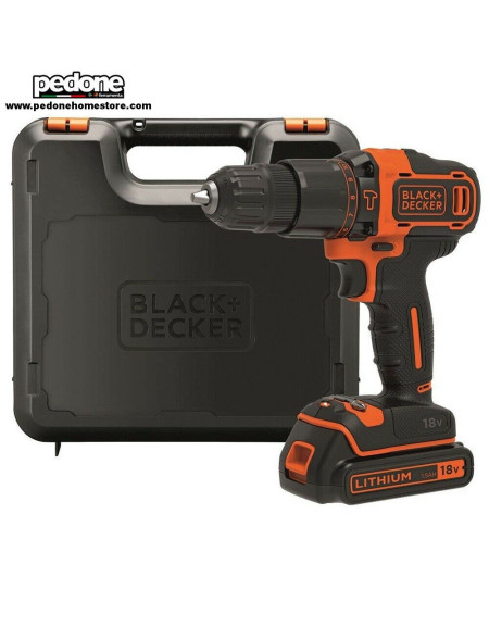 Black-Black+Decker Trapano avvitatore percussione 18V batteria litio mandrino BDCHD18K