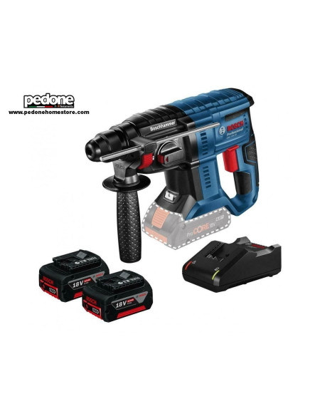 BOSCH GBH 18V-20 TRAPANO TASSELLATORE MART. DEMOLITORE SDS PLUS 2 BATT 18 V 4 Ah