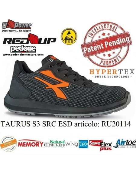 UPOWER SCARPE LAVORO ANTINFORTUNISTICA TAURUS S3 SRC ESD U-POWER RP20114 RED UP