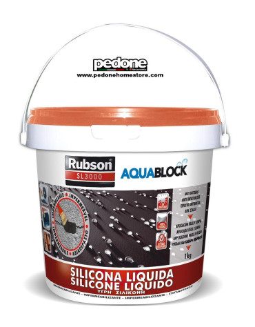 Rubson Silicone liquido 1kg Terracotta impermeabilizza protezione Aquablock Tetti Camper
