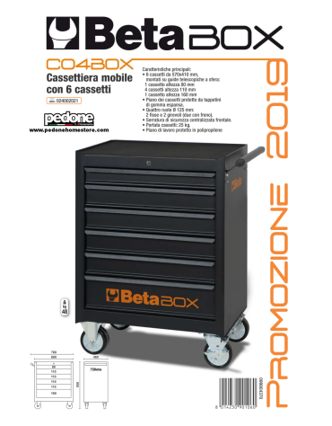 Cassettiera mobile 6 cassetti Beta C04 BOX dark carrello portautensili officina Vuota