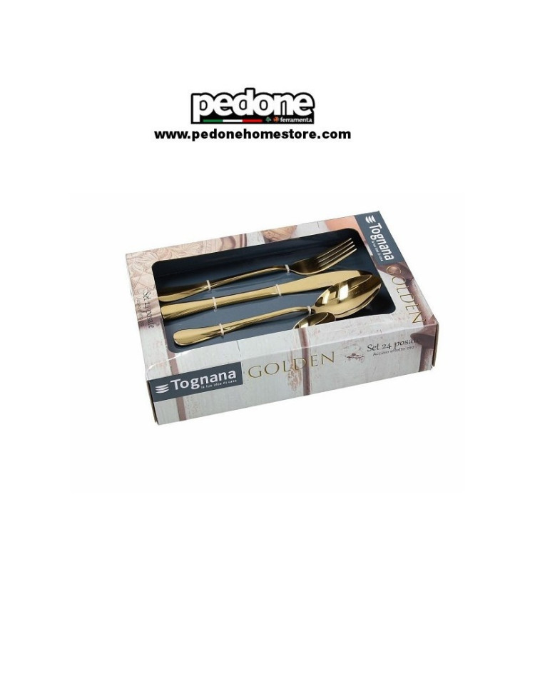 Tognana Servizio 24 Golden 2 Posate Da Tavola Acciaio Inox Oro Lucido