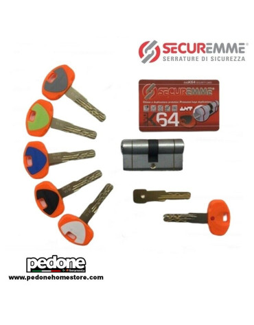 Cilindro Europeo SECUREMME EVO K64 Alta Sicurezza 5 Chiavi + Chiave da Cantiere