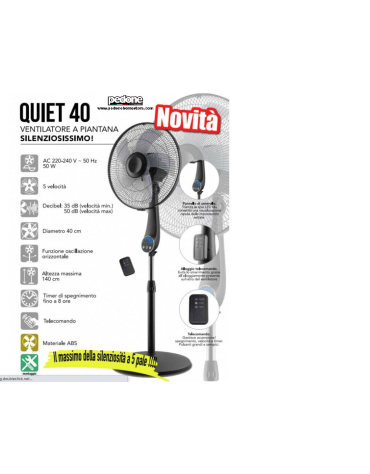 Ventilatore a Piantana Base Tonda con Telecomando SILENZIOSO con Timer 5 pale