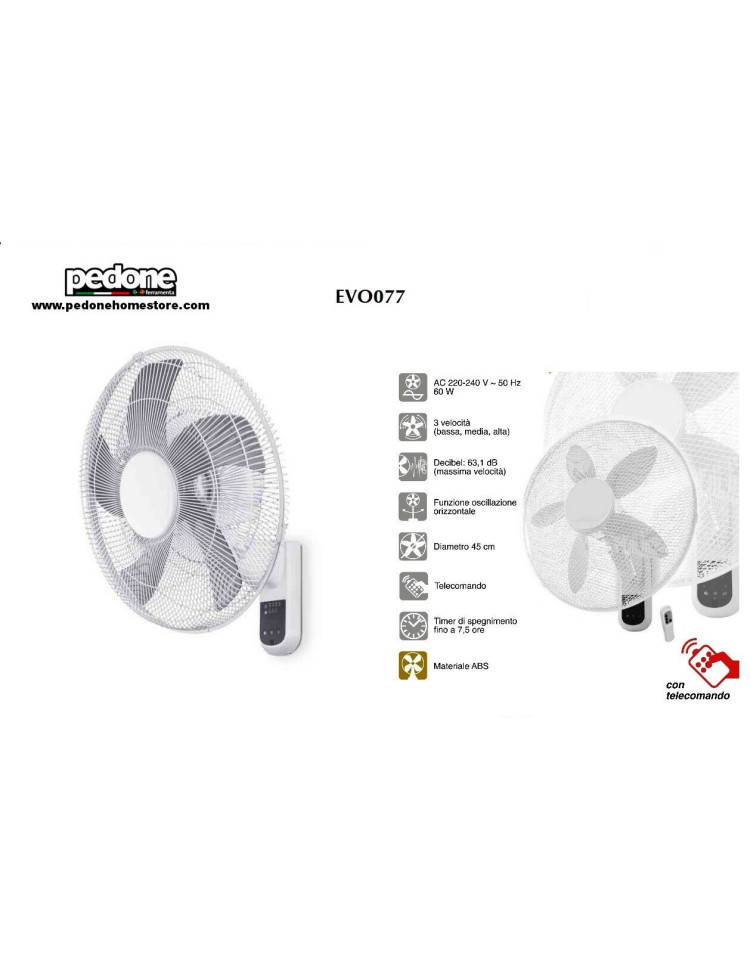 VENTILATORE VENTILATORI WALL CFG EV077 DA PARETE MURO AGITATORE