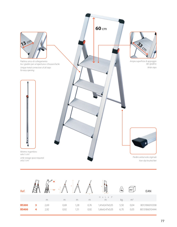 Scaletta GIERRE Dekorstep in alluminio 3 gradini 150 kg