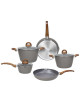 Batteria Tognana di pentole e padelle 8 pezzi con becchi Alluminio Grigio Natural Love