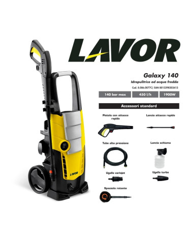 IDROPULITRICE LAVOR GALAXY 140 BAR 1900 WATT - 8.086.0077C -