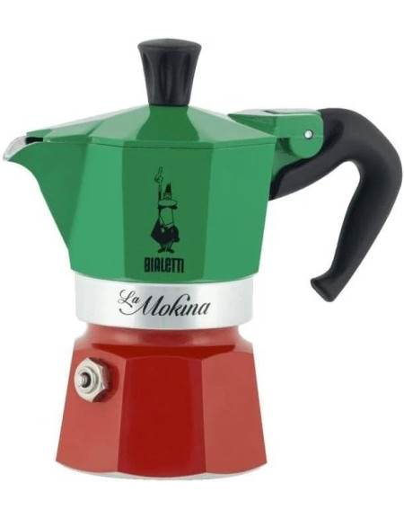 BIALETTI MOKA EXPRESS 1/2 TAZZE LA MOKINA TRICOLORE CAFFETTIERA DA CEFFE' 30ML