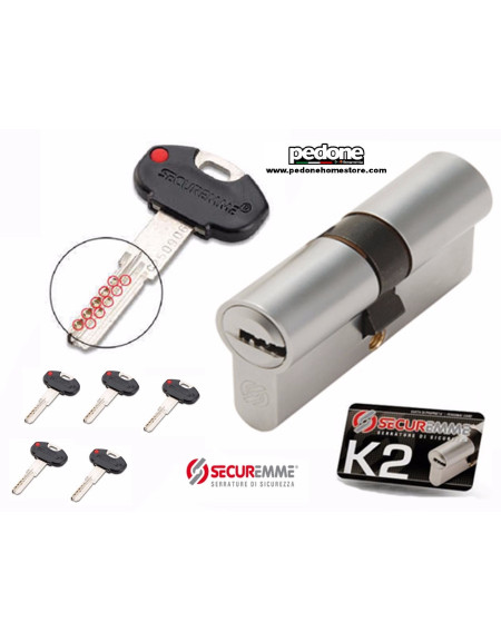 Cilindro europeo securemme k2 con 5 chiavi pedone home store Chiave serratura europea