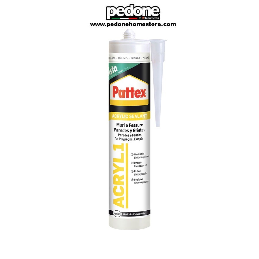 Silicone sigillante acrIlico bianco verniciabile PATTEX ACRYL1  HENKELPZ.25 - Pedone S.r.l. Dept Store