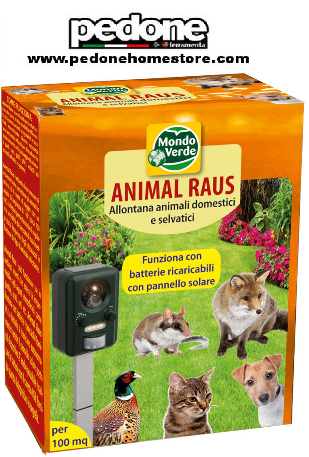 Dissuasore repellente solare animali Animal Raus domestici selvatici 100 mq  USB - Pedone S.r.l. Dept Store