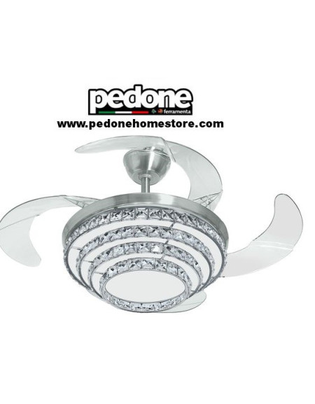 VENTILATORE A SOFFITTO CHANDELIER JOHNSON CRISTALLO CON LUCI A LED