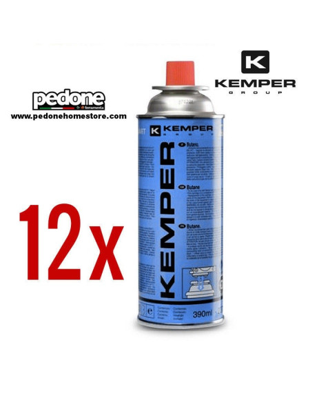 12 BOMBOLETTA GAS BUTANO 390 ML 227 GR RICARICA KEMPER FORNELLO CAMPEGGIO TRASPORTO GRATIS!